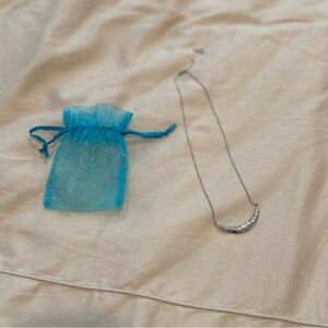 Silver Crescent Hammered Necklace